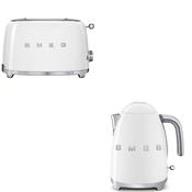 Smeg 50's Retro Kettle &amp; 2 Slice Toaster Set - White | KLF03WHUK + TSF01WHUK image