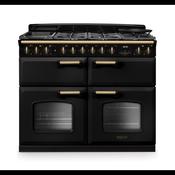 Rangemaster Classic Deluxe 110 Dual Fuel Range Cooker - Black&amp; Brass | CLDLB110DFPCBLAB1 image