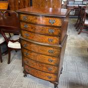 Burr walnut chest on chest with seven graduated drawers image