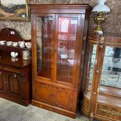 Handsome mahogany display cabinet with double glazed doors image