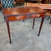 Edwardian mahogany bow ended console table &amp; two drawers image