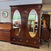 Edwardian mahogany triple wardrobe