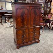 Fabulous mahogany flamed double door drinks cabinet &amp; light image