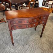Fabulous mahogany flamed bow fronted console table image
