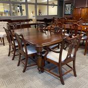 Fabulous square end mahogany extendable dining table &amp; 6 chairs image