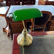 Brand new green glass bankers desk lamp image