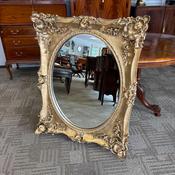 Beautiful Rocco shaped oval mirror ornate gilt painted wall mirror image