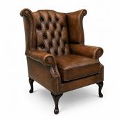 Queen Anne high back Chesterfield arm chair - TAN image