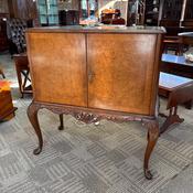 Burr walnut Queen Anne drinks cabinet, with lights image