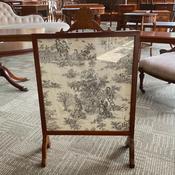 Victorian fire screen, mahogany carved wood frame image