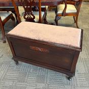 Fabulous oak antique fabric studded edge blanket / storage box