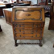 Handsome oak writing bureau with a panelled fall front