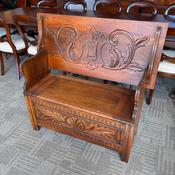 Early 20th-century carved oak monk's bench