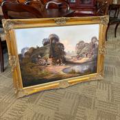 Early to mid 20th century John Horsewell, oil on canvas, 'The Cock and Duck pub"