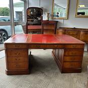 Beautiful mahogany partners writing twin pedestal desk image