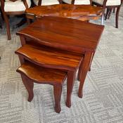 Fabulous mahogany shaped nest of 3 tables, stamped Ancient Mariner
