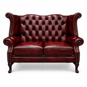 Queen Anne 2 seater high back Chesterfield arm chair - OXBLOOD image