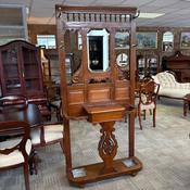 Victorian oak hall stand &amp; centre mirror