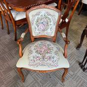 French Louis XV style beech &amp; tapestry upholstered open armchair image