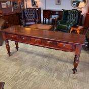 Elegant antique-style, five-drawer mahogany console hall table image