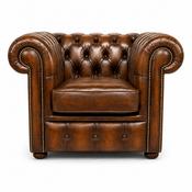 Clubman roll back Chesterfield arm chair - TAN image
