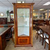 Burr walnut display cabinet, beautiful marquetry inlay image