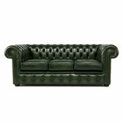3 seater roll back Chesterfield - GREEN image