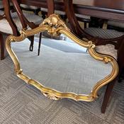 19th-century Rocco shaped style giltwood wall mirror