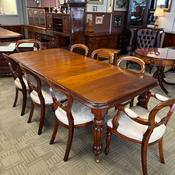 Mahogany square end extendable dining table &amp; 8 chairs image