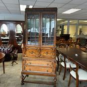 Impressive oak bureau bookcase with leaded glazed double doors image