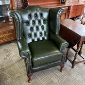 Queen Anne high back Chesterfield arm chair - GREEN image