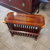 Edwardian inlaid mahogany Canterbury with decorative satinwood inlay