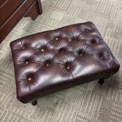 Vintage pre-owned deep buttoned leather brown footstool image