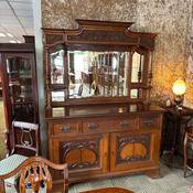 Superb late Victorian solid oak mirrored sideboard buffet dresser