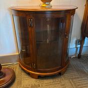 Simpsons of Norfolk demi lune walnut display cabinet