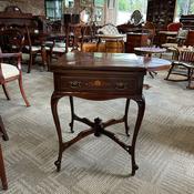 Edwardian inlaid mahogany games envelope table