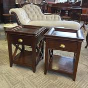 Handsome pair of mahogany side tables