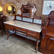 Victorian mahogany sideboard with a marble top image