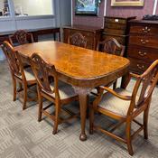 Beautiful walnut dining table &amp; 6 high back chairs image