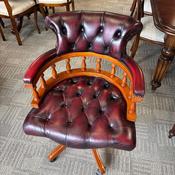 Preowned Chesterfield button back swivel oxblood captains office chair image