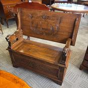 Antique monks bench with storage image