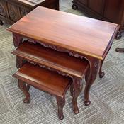Fabulous carved set of three nest of mahogany tables image