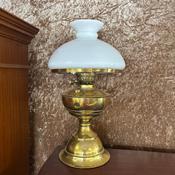 Rayo brass dome white shaded table lamp image