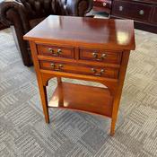 Beautifully crafted mahogany lamp table featuring three drawers image