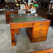 Fabulous computers deep green leather top twin pedestal writing desk image