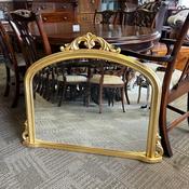 Fabulous gilt Rocco style bevelled wall overmantle mirror image