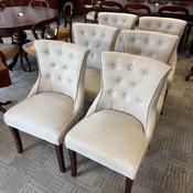 Fabulous set of 6 linen buttoned high back chairs image