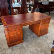 Traditional burr walnut twin pedestal writing desk image