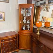 Fabulous yew flamed corner unit, with a light