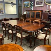 Fabulous square end mahogany extendable dining table &amp; 8 chairs image